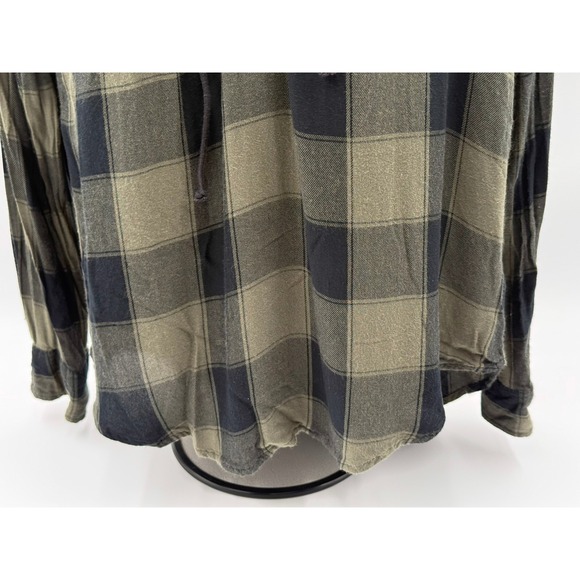 Express Plaid Lace-Up‎ Long Sleeve Top Womens Small Olive Green Black Casual - Picture 4 of 16